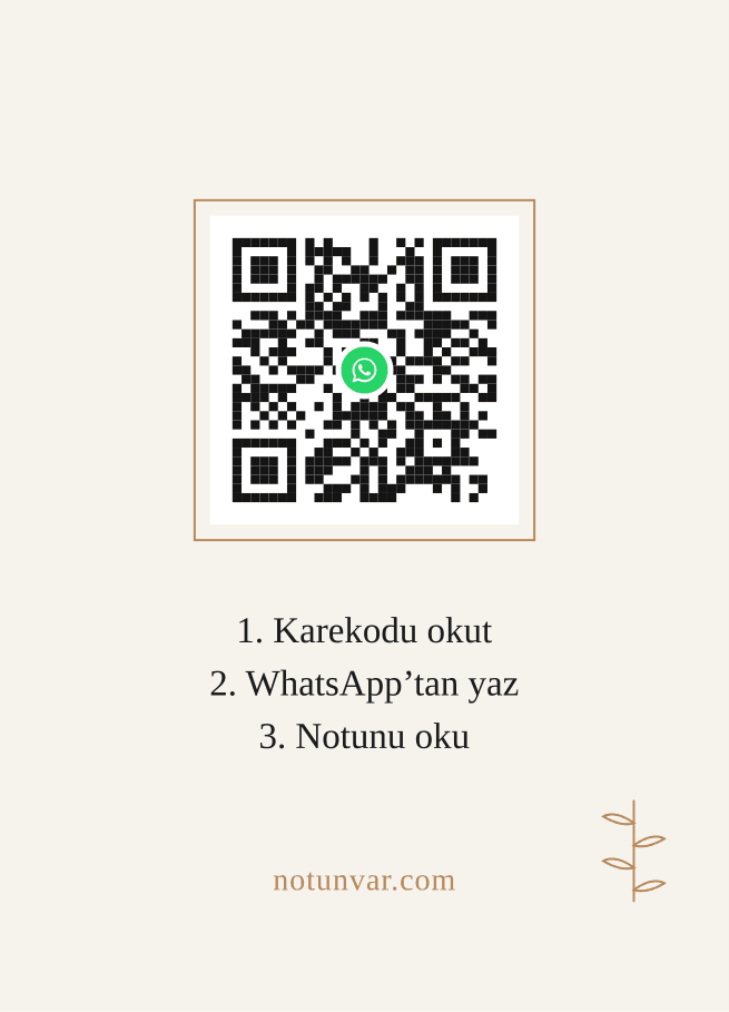 Notunvar ürün kartı — arka yüz: karekod ve adımlar